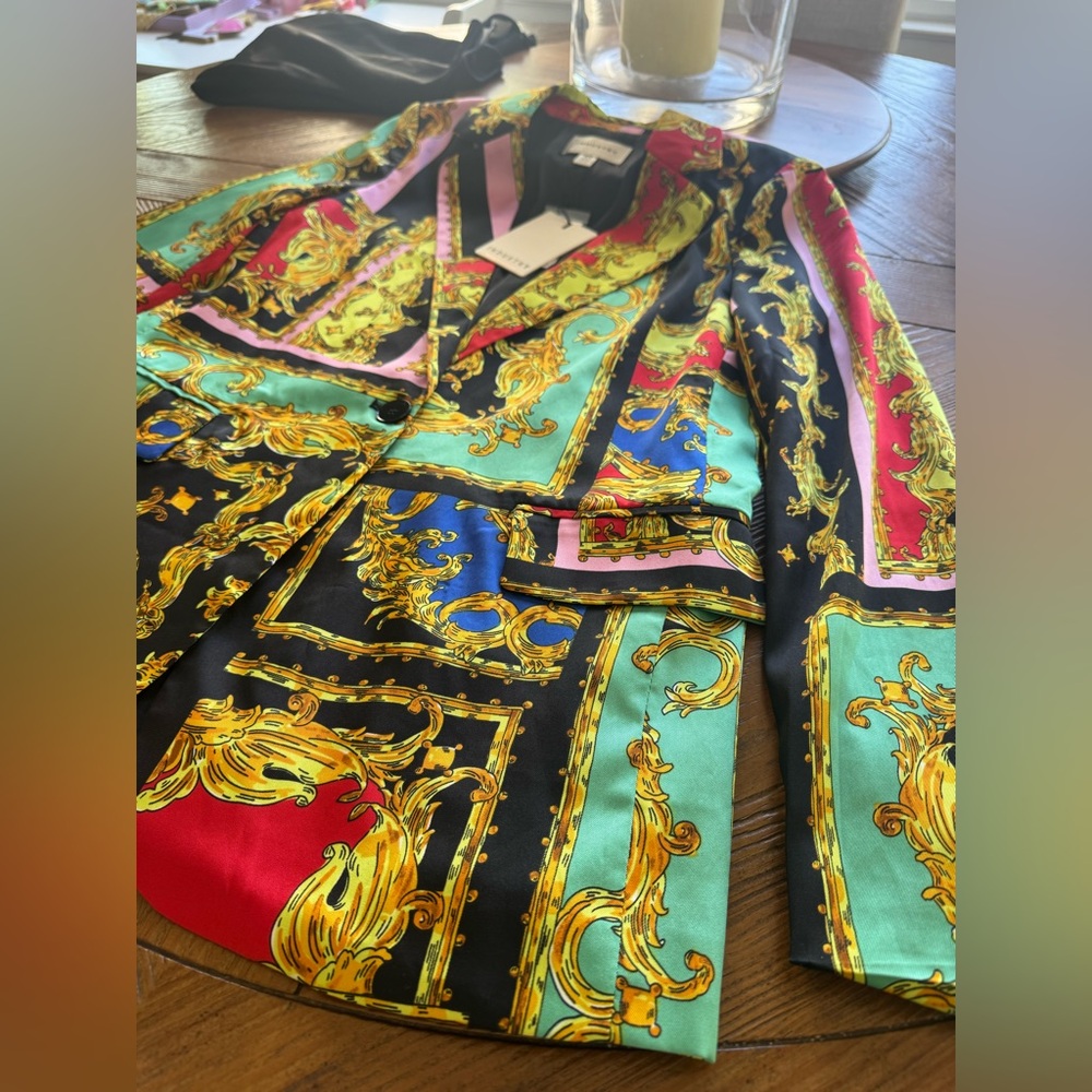 Industry- NWT Notched Collar Multi Color Printed Blazer Jacket - Picture 7 of 14